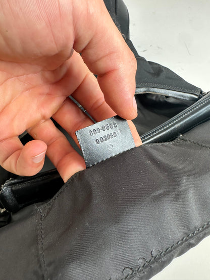 Vintage Gucci Nylon Shoulder Bag Black Silver