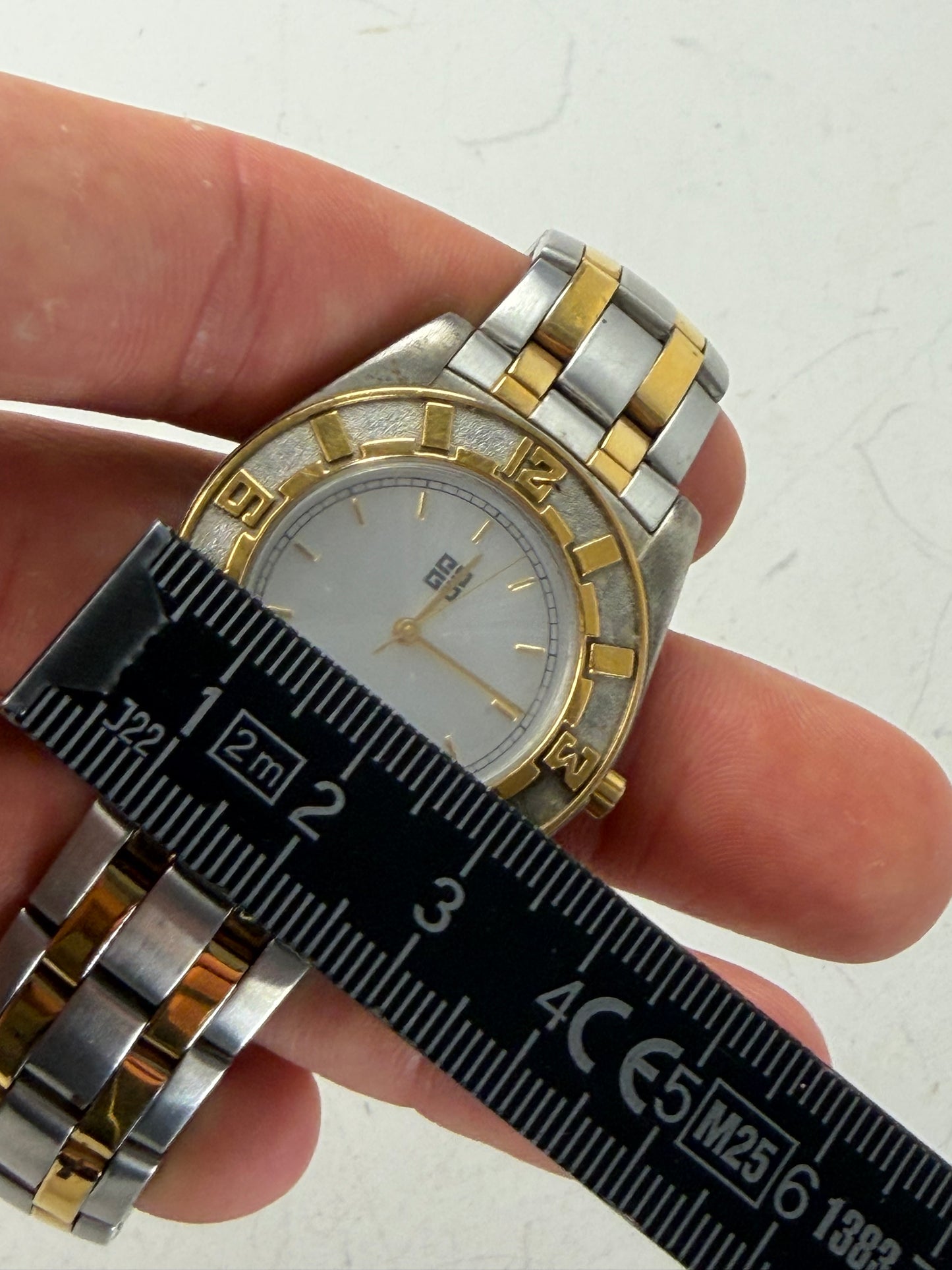 Vintage Givenchy Stainless Steel Bracelet Watch Silver Gold