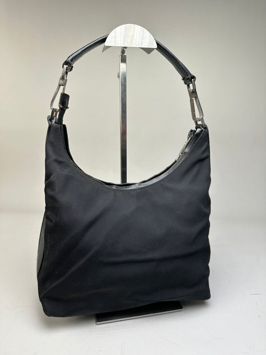 Vintage Gucci Nylon Shoulder Bag Black Silver