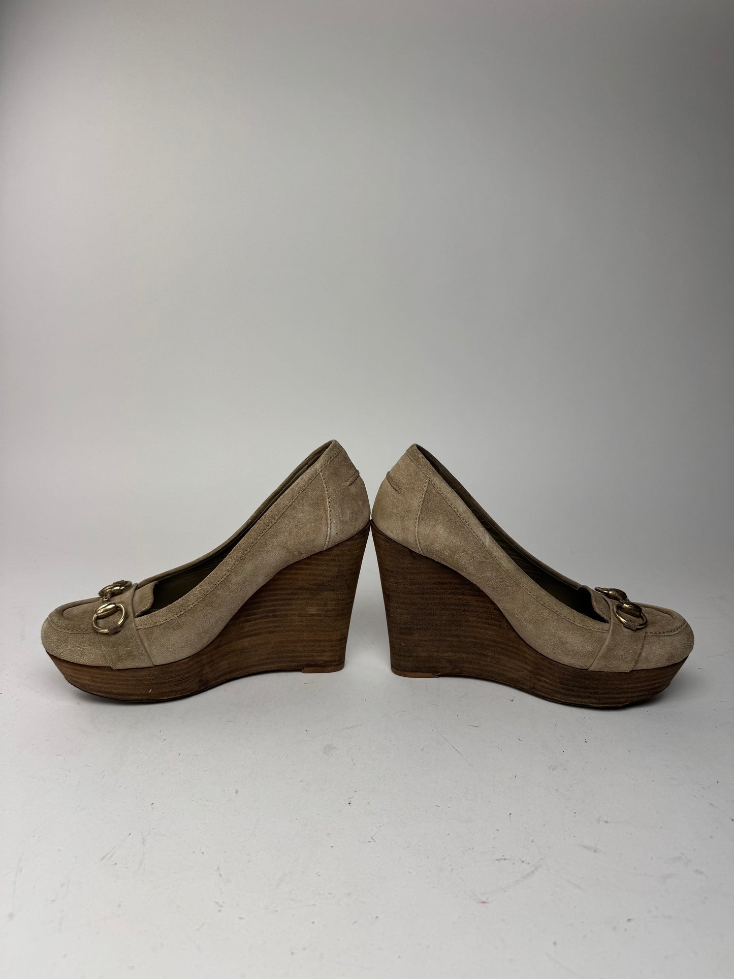 Vintage Gucci Suede Horsebit pumps EU37,5 grey