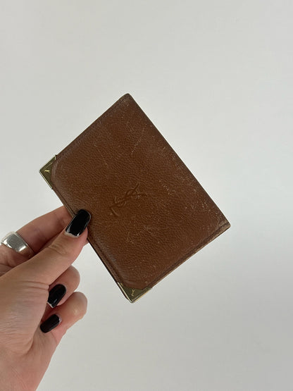 Vintage Yves Saint Laurent leather card holder brown