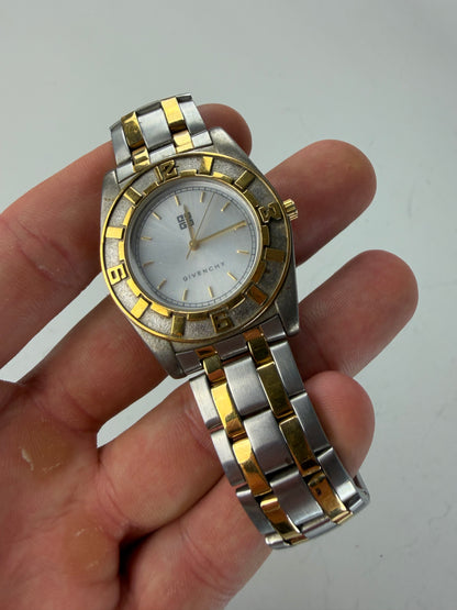 Vintage Givenchy Stainless Steel Bracelet Watch Silver Gold