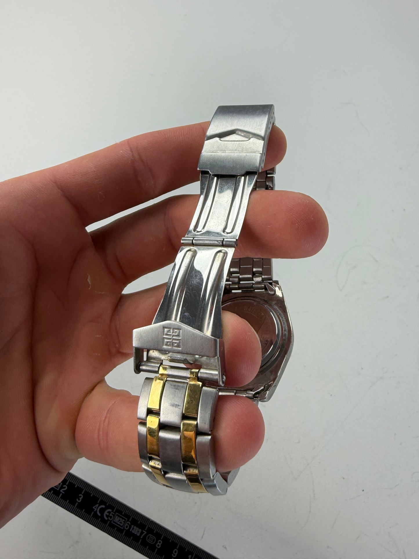 Vintage Givenchy Stainless Steel Bracelet Watch Silver Gold