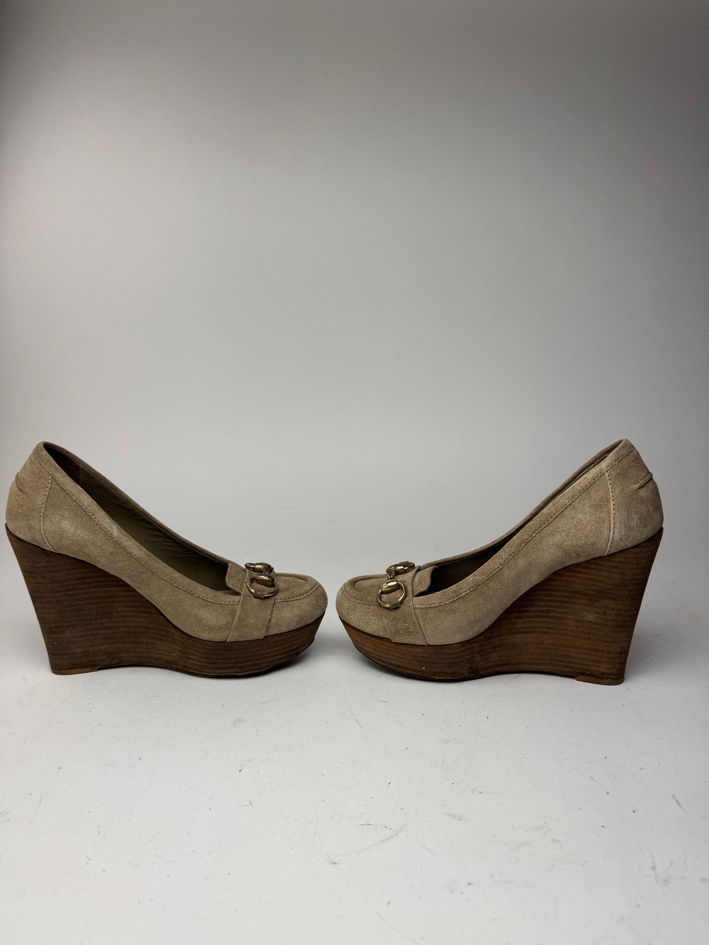 Vintage Gucci Suede Horsebit pumps EU37,5 grey