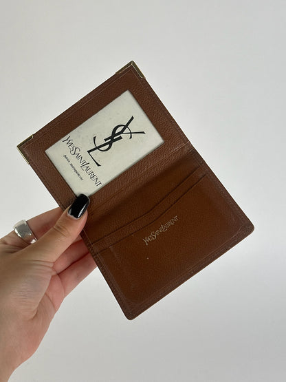 Vintage Yves Saint Laurent leather card holder brown