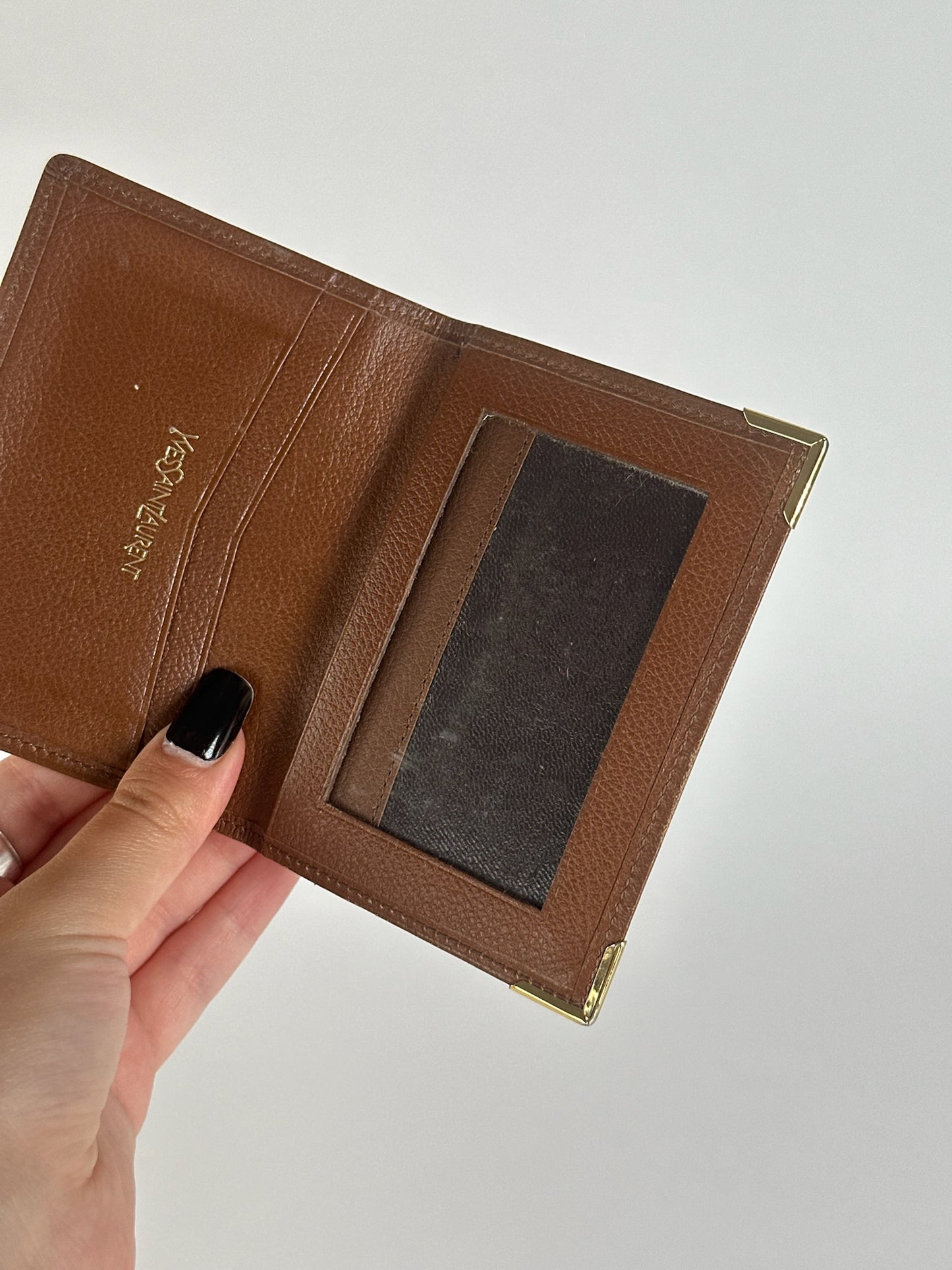 Vintage Yves Saint Laurent leather card holder brown