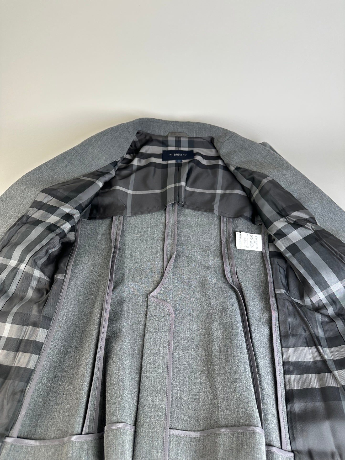 Vintage Burberry Wool Blend Blazer Grey M