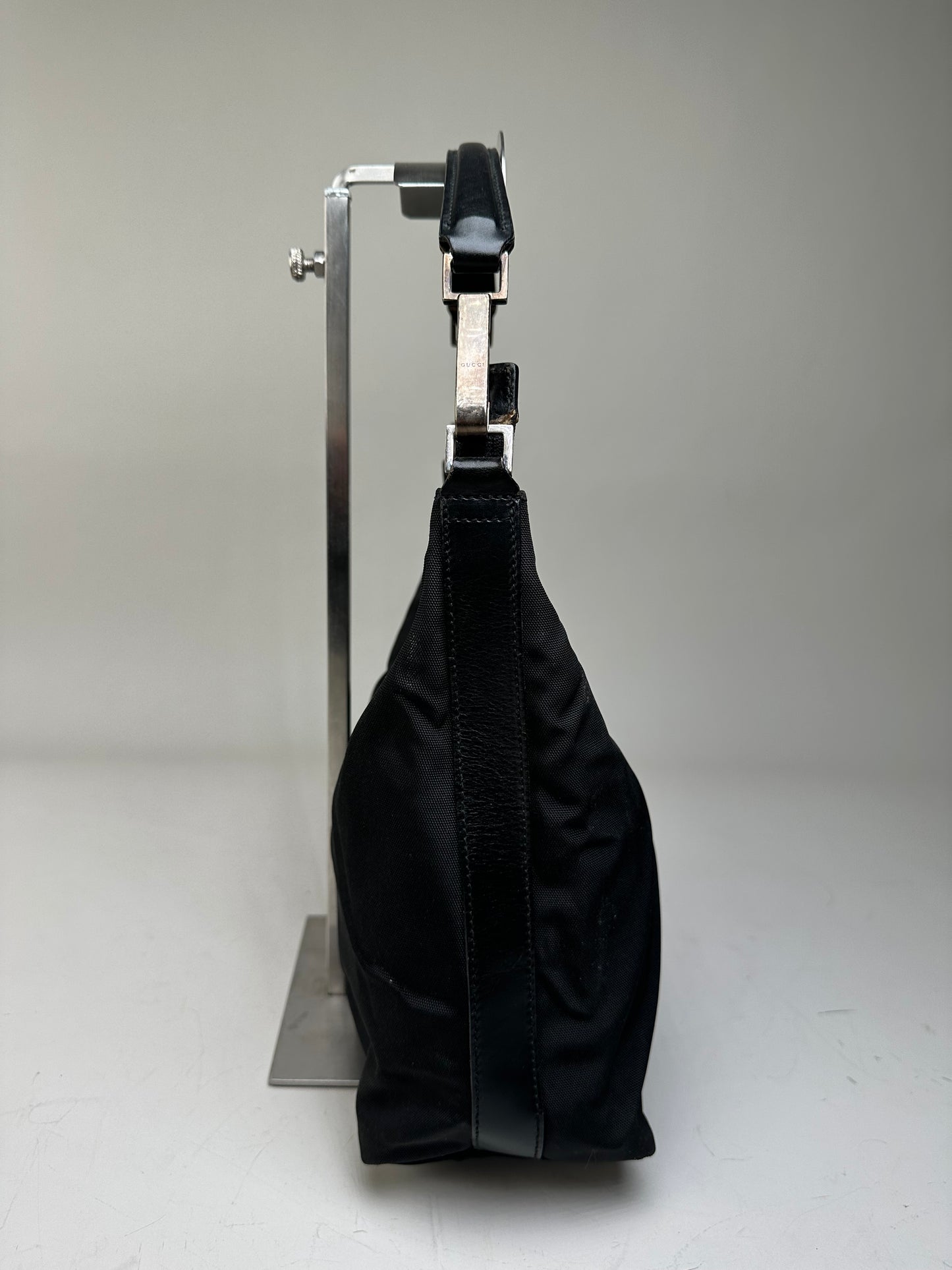 Vintage Gucci Nylon Shoulder Bag Black Silver