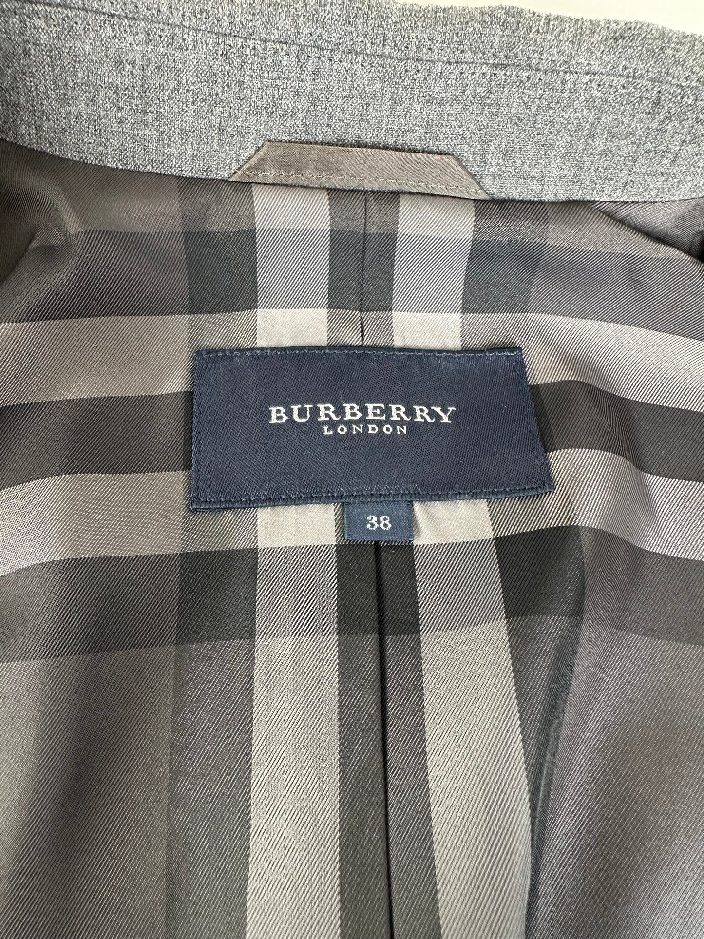 Vintage Burberry Wool Blend Blazer Grey M