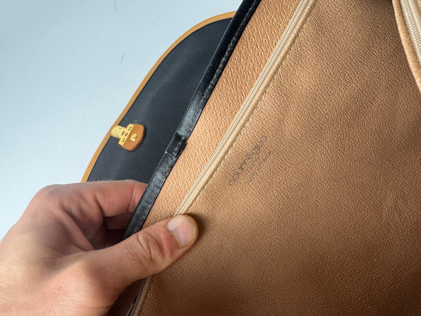 Vintage Courreges 2Way Leather handbag black brown