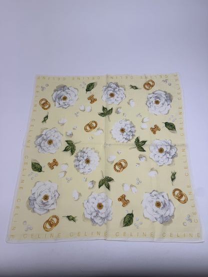 Vintage Celine Floral Scarf yellow white