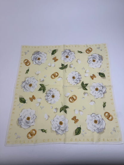 Vintage Celine Floral Scarf yellow white