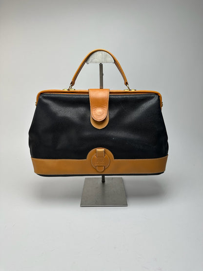 Sac en cuir Courreges vintage marron noir