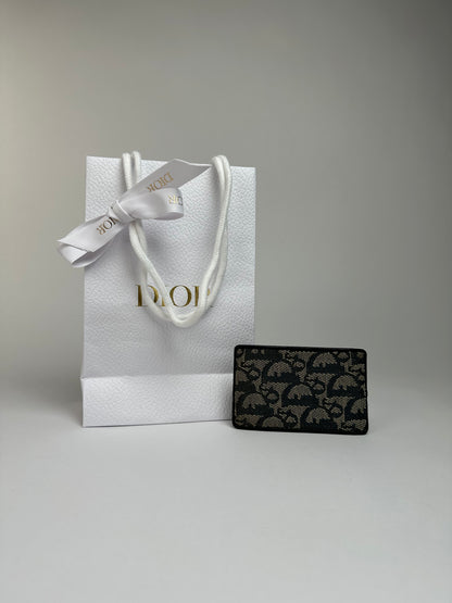 Vintage Dior Oblique Canvas Card Holder Late 1990s Black Beige