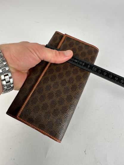 Vintage Celine Paris Triomphe Monogram Leather ID Holder Vrown