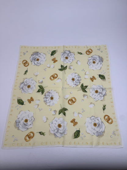 Vintage Celine Floral Scarf yellow white