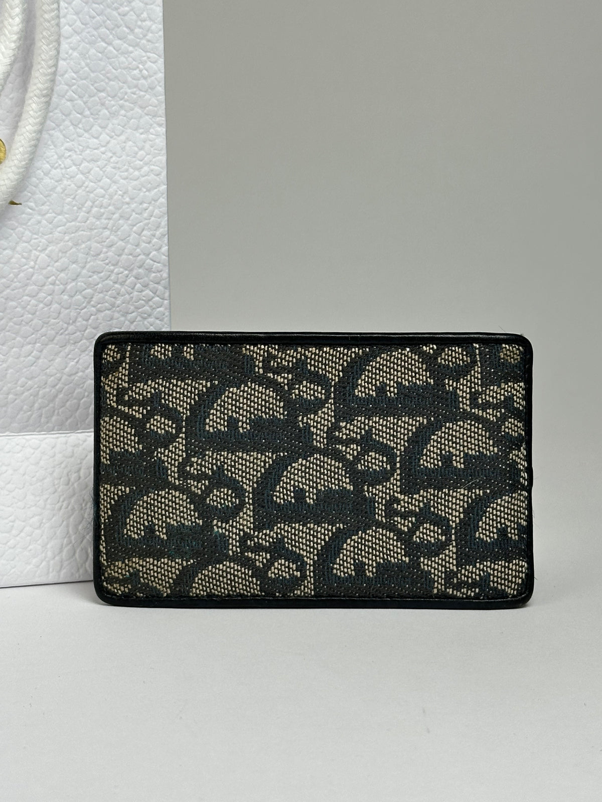 Vintage Dior Oblique Canvas Card Holder Late 1990s Black Beige
