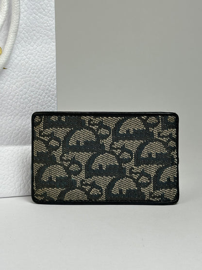 Vintage Dior Oblique Canvas Card Holder Late 1990s Black Beige