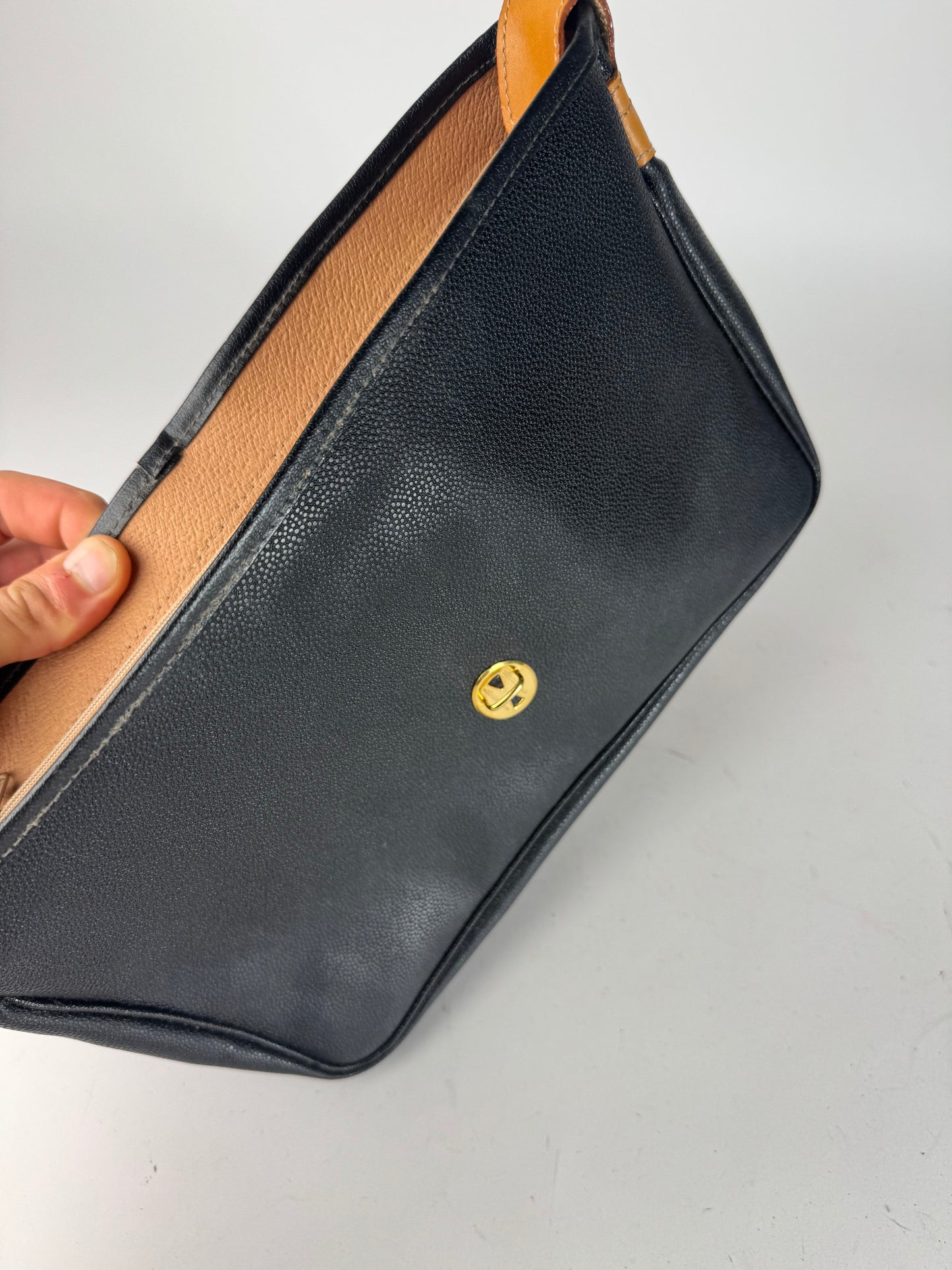 Vintage Courreges 2Way Leather handbag black brown