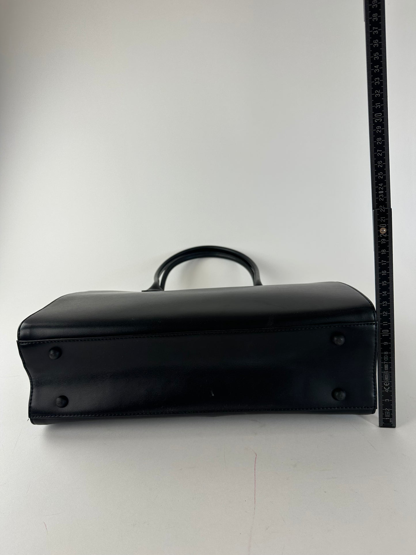 Vintage Courrèges Structured Leather Shoulder Tote Black