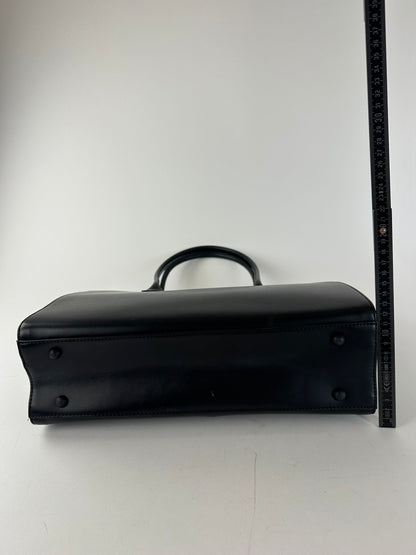 Vintage Courrèges Structured Leather Shoulder Tote Black