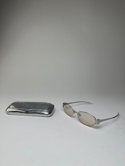 Vintage Celine Triomphe Oval Metal Sunglasses Silver