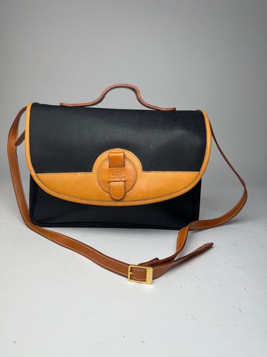 Vintage Courreges 2Way Leather handbag black brown
