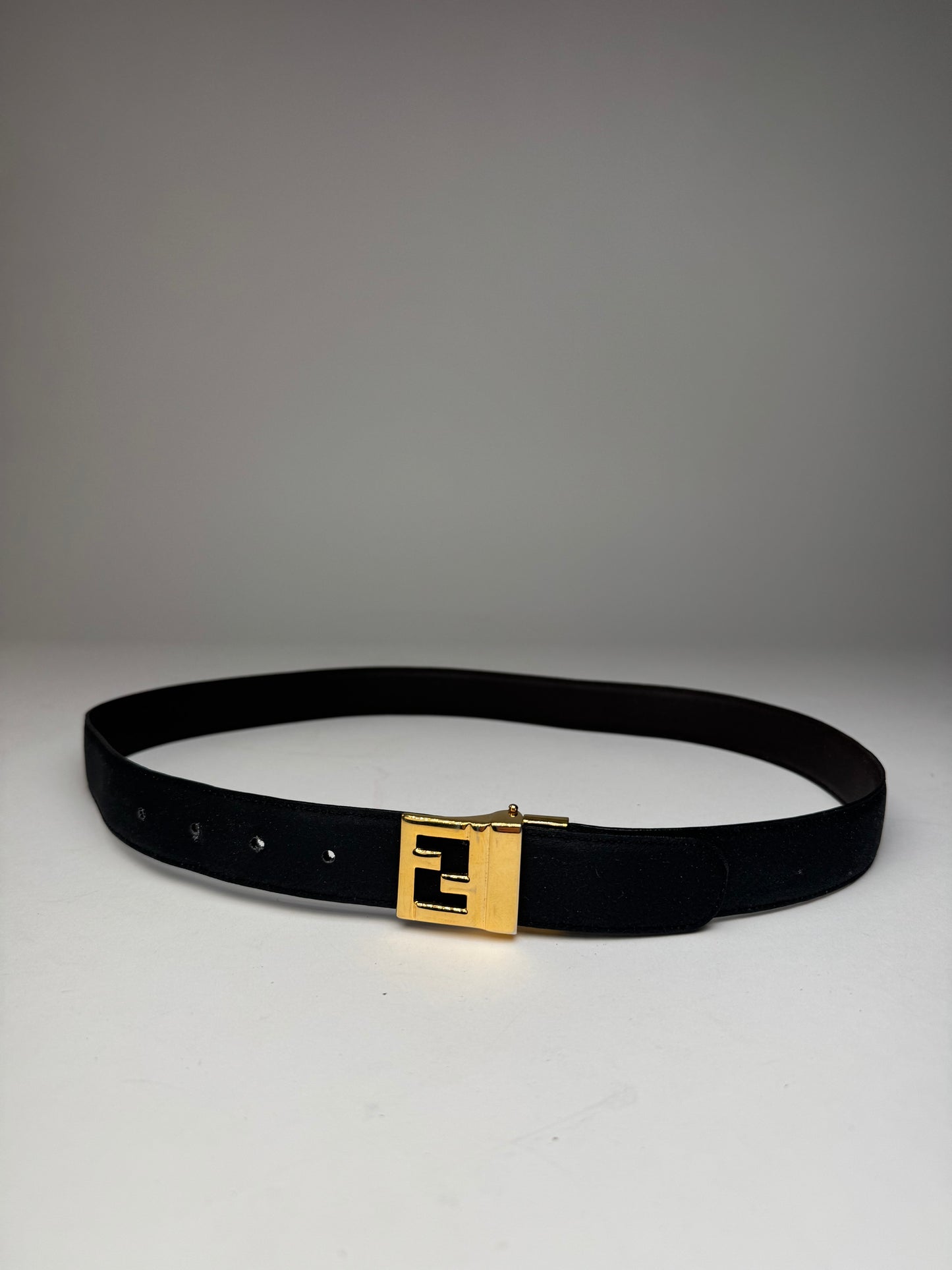 Vintage Fendi FF Leather Belt Black