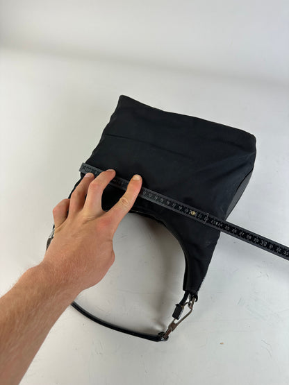 Vintage Gucci Nylon Shoulder Bag Black Silver
