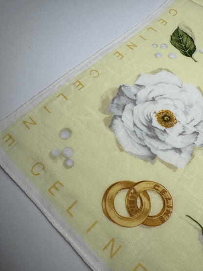 Vintage Celine Floral Scarf yellow white