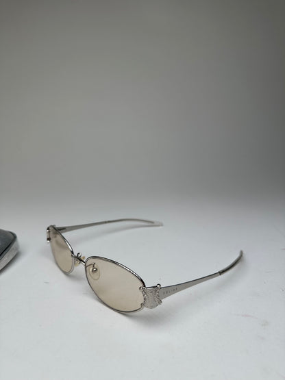 Vintage Celine Triomphe Oval Metal Sunglasses Silver