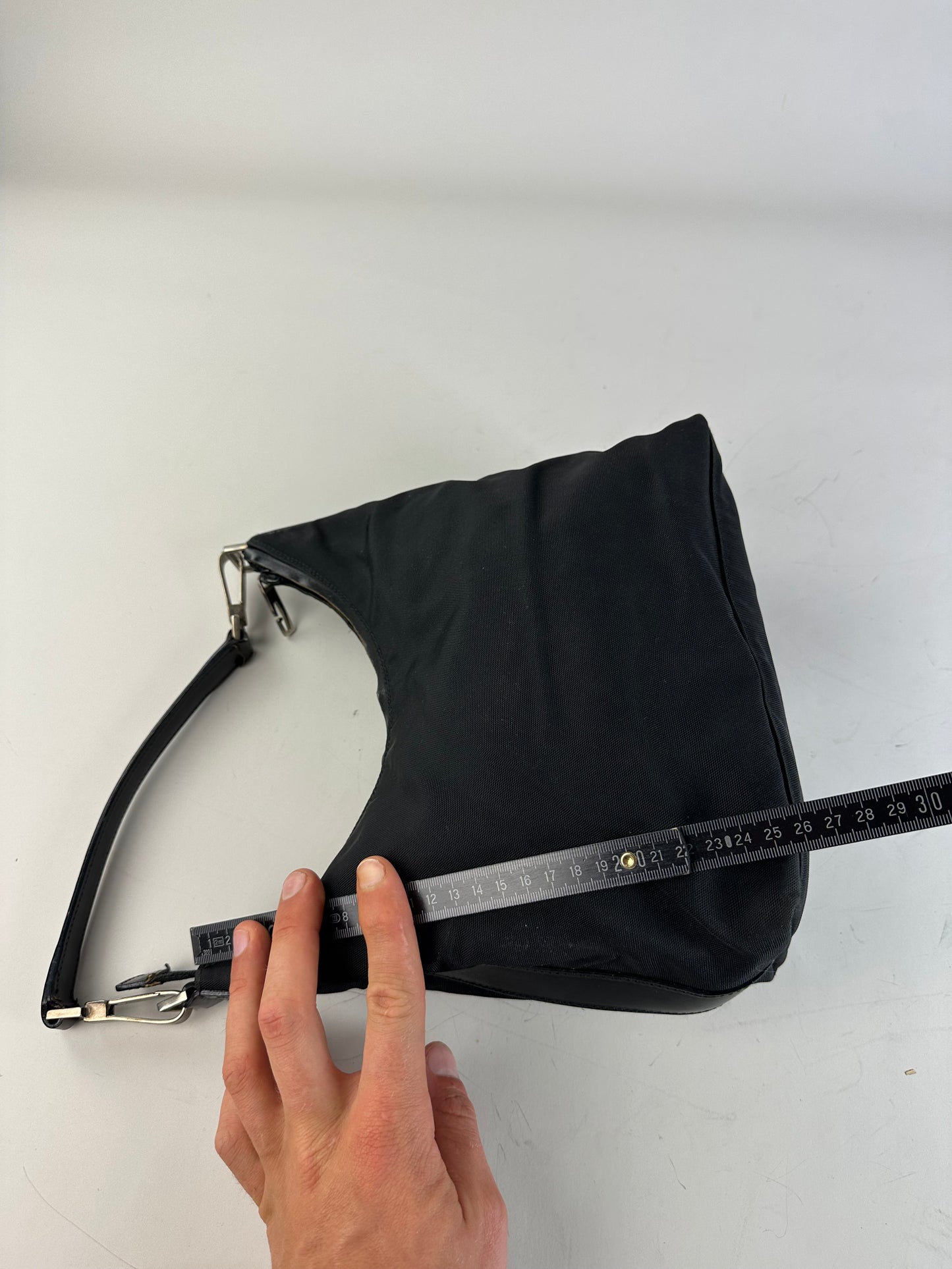 Vintage Gucci Nylon Shoulder Bag Black Silver