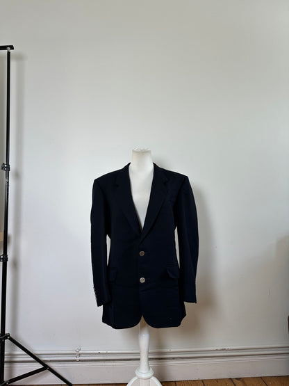 Vintage Dior Men's Cotton Blazer Navy Gold M