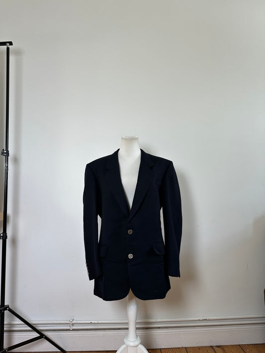 Vintage Dior Men's Cotton Blazer Navy Gold M