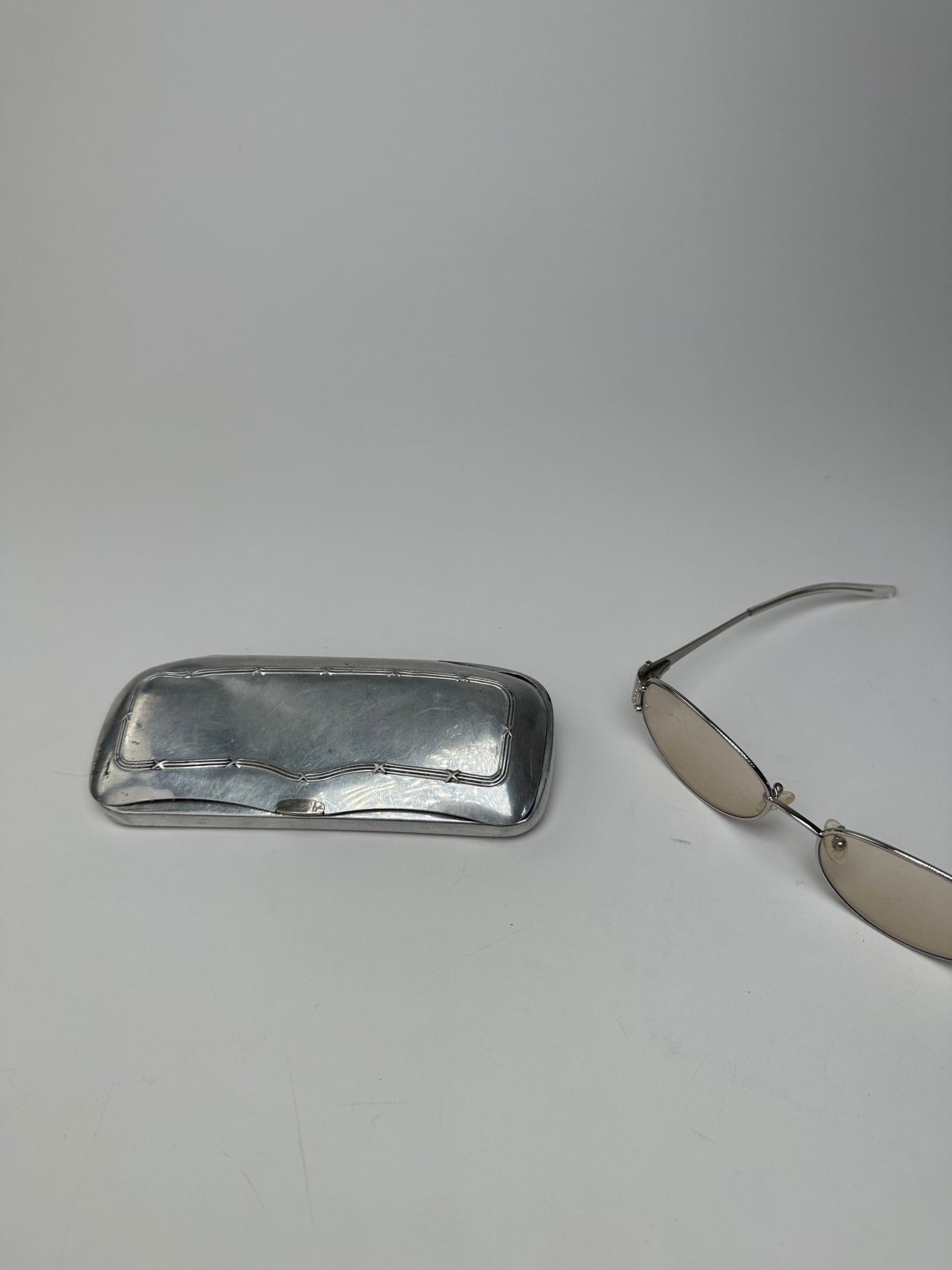 Vintage Celine Triomphe Oval Metal Sunglasses Silver