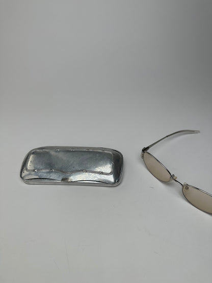 Vintage Celine Triomphe Oval Metal Sunglasses Silver