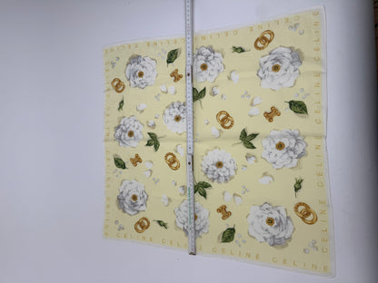 Vintage Celine Floral Scarf yellow white