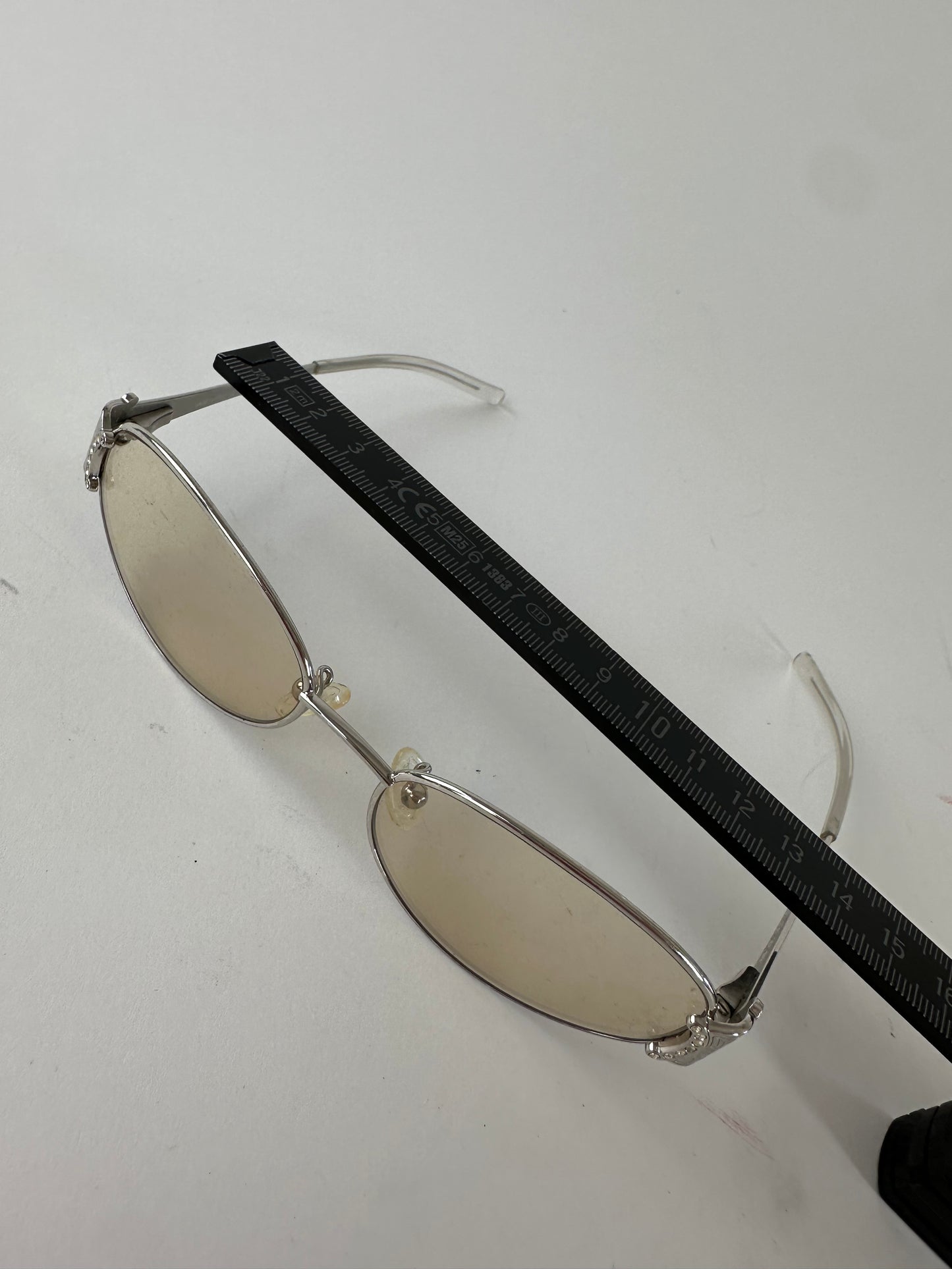 Vintage Celine Triomphe Oval Metal Sunglasses Silver
