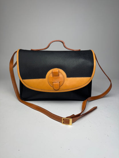 Vintage Courreges 2Way Leather handbag black brown