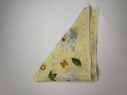 Vintage Celine Floral Scarf yellow white
