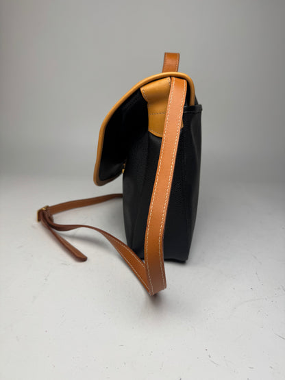 Vintage Courreges 2Way Leather handbag black brown