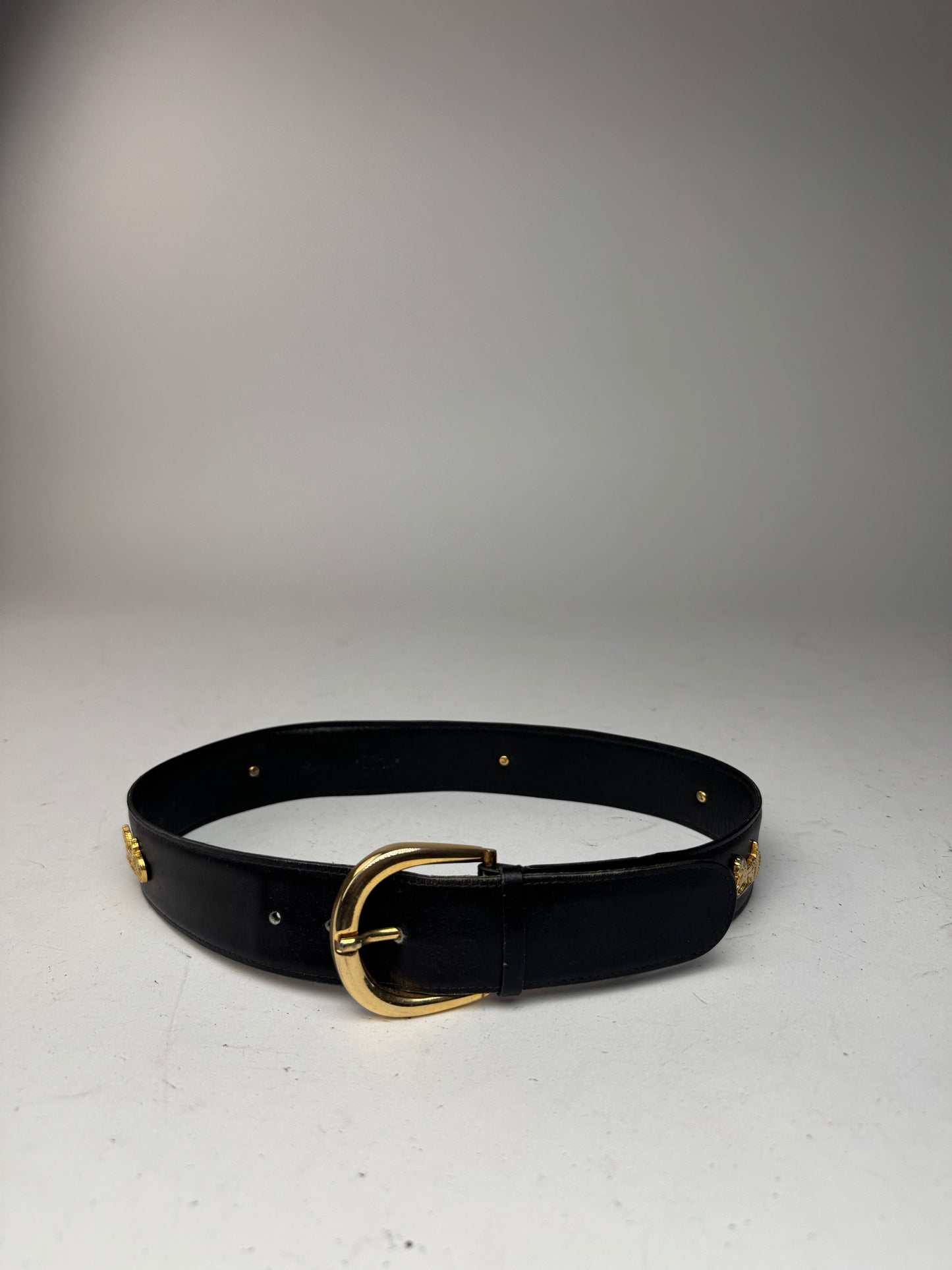 Vintage Celine Leather Carriage Leather Belt black