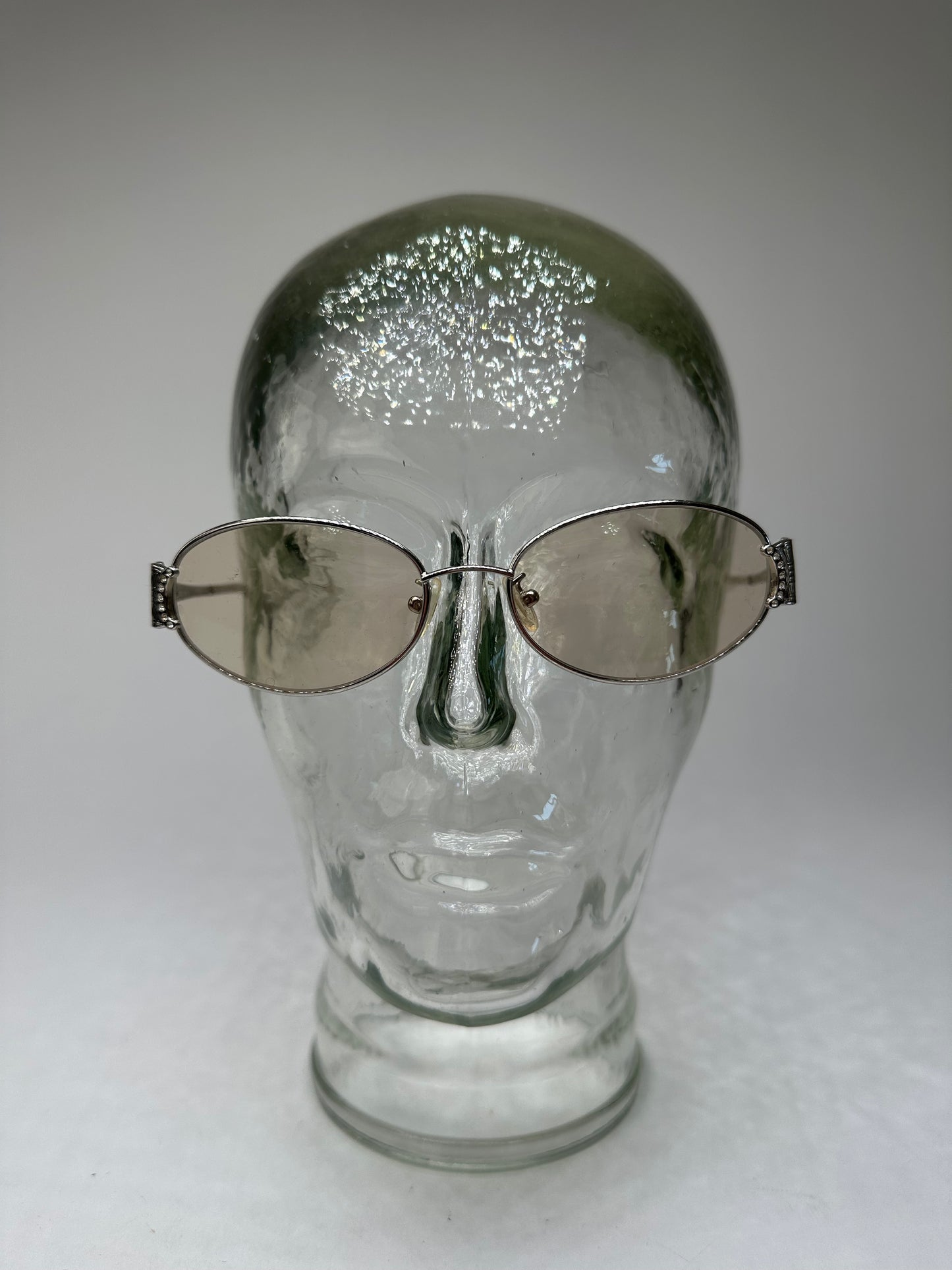 Vintage Celine Triomphe Oval Metal Sunglasses Silver