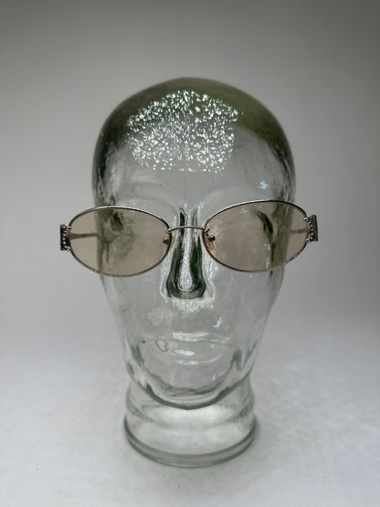 Vintage Celine Triomphe Oval Metal Sunglasses Silver