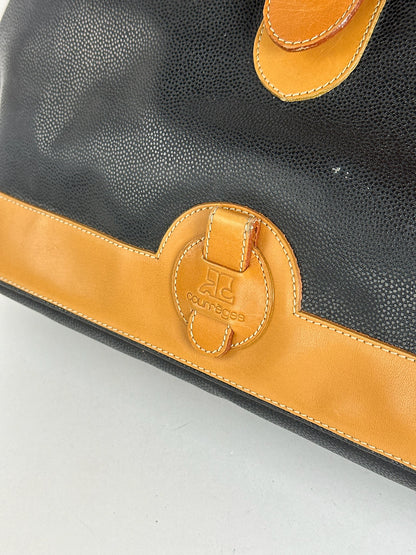Sac en cuir Courreges vintage marron noir