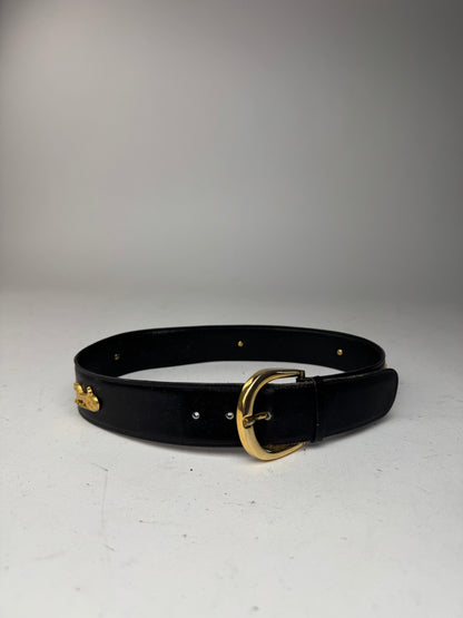 Vintage Celine Leather Carriage Leather Belt black