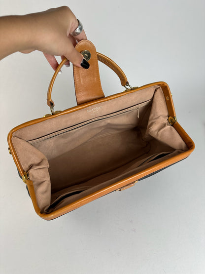 Sac en cuir Courreges vintage marron noir