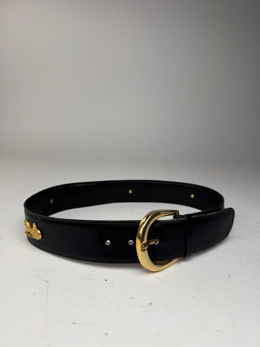 Vintage Celine Leather Carriage Leather Belt black