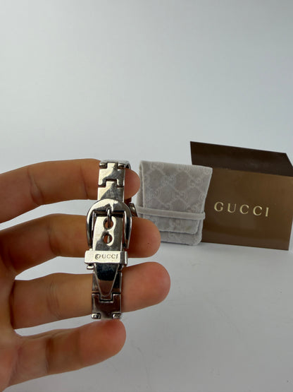Vintage Gucci Stainless Steel Wristwatch c. Late 1980s Silver Black