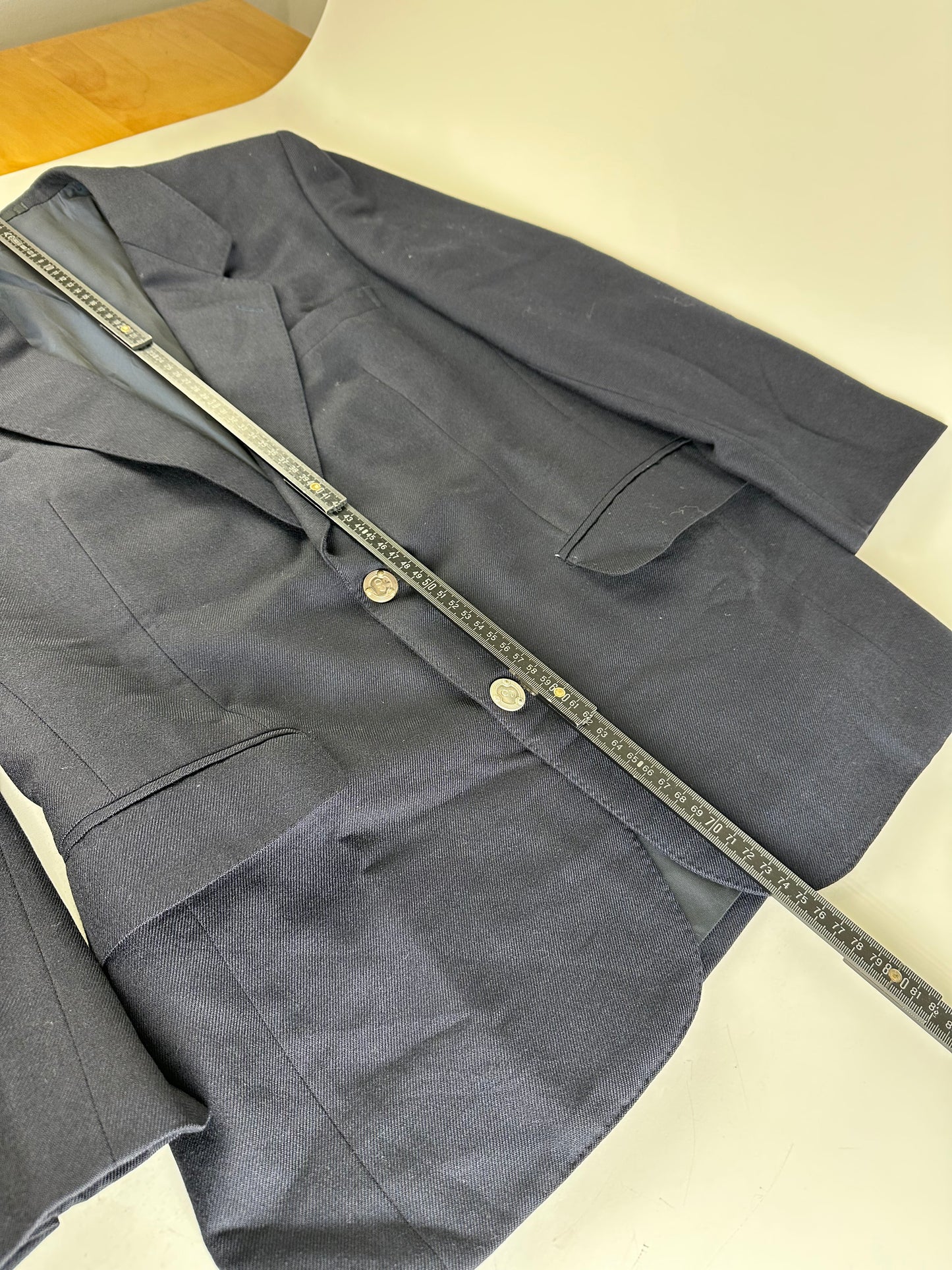 Vintage Dior Men's Cotton Blazer Navy Gold M